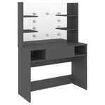 Makeup Table with LED Lights 100x40x135 cm MDF Grey 331542