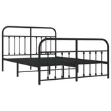 Metal Bed Frame without Mattress with Footboard Black 135x190cm 352595