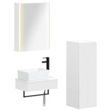 Bathroom Furniture Set 4 pcs White Engineered Wood and Glass 3407399