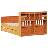 Bookcase Bed without Mattress Wax Brown 150x200 cm King Solid Wood Pine 3308920