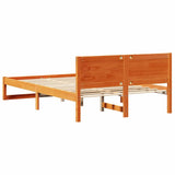 Bed Frame with Headboard Wax Brown 135 x 190 cm Solid Pine Wood 873282