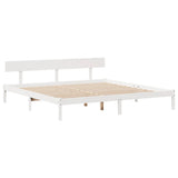 Bed Frame without Mattress White 200x200 cm Solid Wood Pine 3305809