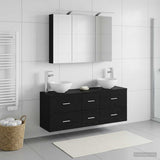 Bathroom Furniture Set 4 pcs Black Oak 3406696