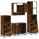 4 Piece Bathroom Furniture Set Smoked Oak Engineered Wood 3301297