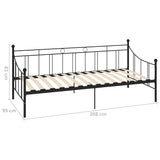 284669 DayBed Frame without Mattress Black Metal 90x200 cm