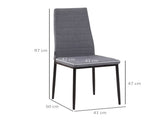 High Back Dining Chairs Modern Upholstered Linen-Touch Fabric Accent Chairs with Metal Legs for T3398P328170