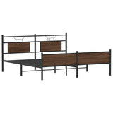 Metal Bed Frame without Mattress Brown Oak 160x200 cm 3325135