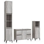 ZNTS 3 Piece Bathroom Furniture Set Grey Sonoma Engineered Wood 3185611