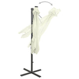Cantilever Garden Parasol with Pole and LED Lights Sand 300 cm 312328