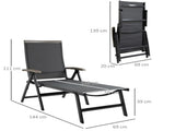 Outdoor Folding Sun Lounger, 5-Position Adjustable Chaise Lounge Chair with Aluminium Frame for T3398P377602