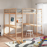 ZNTS Loft Bed with Desk and Ladder 180x200 cm Super King Solid Wood Pine 3284230