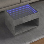 ZNTS Coffee Table with Infinity LED Concrete Grey 70x50x50 cm 847661