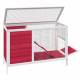 Rabbit Hutch Red 103x44x69.5 cm Solid Wood Pine 172299