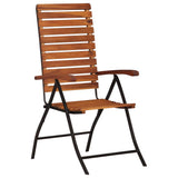 Garden Chair Set of 2 Brown and Black Acacia hardwood and steel 44391