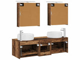 Bathroom Furniture Set 5 pcs Old Wood Engineered Wood and Glass 3407037