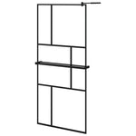 ZNTS Walk-in Shower Wall with Shelf Black 90x195 cm ESG Glass&Aluminium 3185460