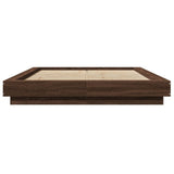 Bed Frame with LED Lights without Mattress Brown Oak 120x190cm 3281146