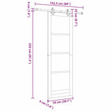 Sliding Door White 78 x 232 cm Solid Pine Wood and Glass 3332276