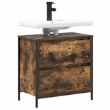 Bathroom Basin Cabinet with Drawers Smoked Oak 60x34.5x60 cm 861884