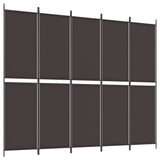 6-Panel Room Divider Brown 300x220 cm Fabric 350255