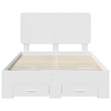Bed Frame with Headboard White 135 x 190 cm Engineered Wood 3412792