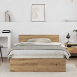 Bed Frame Artisan Oak 193 x 125 x 70 cm Engineered Wood 3376061