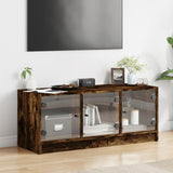 TV Cabinet with Glass Doors Smoked Oak 102x37x42 cm 836410