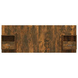 Bed Headboard with Cabinets Smoked Oak Engineered Wood 3115697
