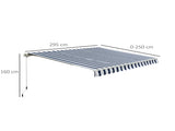 Manual Retractable Awning, 3x2.5 m-Blue/White Stripes T3398P310347