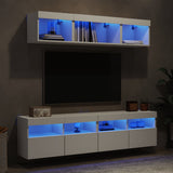 5 Piece TV Wall Units with LED White Engineered Wood 3216718