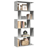 Room Divider Bookcase 5-Tier Concrete Grey 70x24x161 cm Engineered Wood 858096