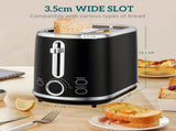 Polished Retro 40-100&degC Kettle and Toaster Set - Black T3398P425423