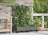 Garden Planter with Trellis&Wheels 2 pcs Light Grey PP 3422987