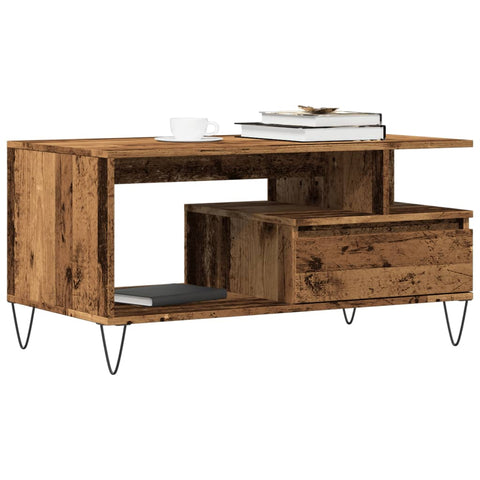 ZNTS Coffee Table Old Wood 90x49x45 cm Engineered Wood 857452