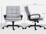 Double Padded Linen-Look Office Chair - Light Grey T3398P377410