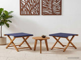 Deck Chair 2 pcs Solid Eucalyptus Wood Blue 42024893