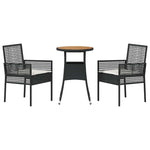 Garden Dining Set 3 pcs Black Poly rattan 3334951