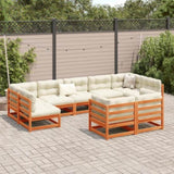 ZNTS 9 Piece Garden Sofa Set Wax Brown Solid Wood Pine 3299626