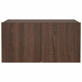 TV Wall Cabinet with LED Lights Brown Oak 60x35x31 cm 837279