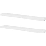 2 White MDF Floating Wall Display Shelves Book/DVD Storage 242186