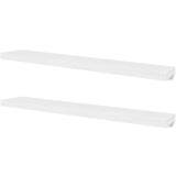 2 White MDF Floating Wall Display Shelves Book/DVD Storage 242186