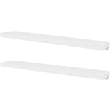 2 White MDF Floating Wall Display Shelves Book/DVD Storage 242186