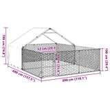 Outdoor Dog Kennel with Run 4x3x1,9 m Galvanised Steel 3329241