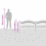 Fence Gate with Spear Top with Lock Grey 305 x 75 cm Steel 42009042