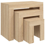 ZNTS Nesting Coffee Tables 3 pcs Sonoma Oak Engineered Wood 808543