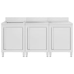 ZNTS Commercial Kitchen Sink Cabinet 180x60x96 cm Stainless Steel 3058275