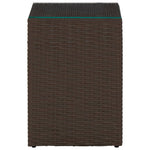 ZNTS Side Table with Glass Top Brown 35x35x52 cm Poly Rattan 316377