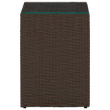 ZNTS Side Table with Glass Top Brown 35x35x52 cm Poly Rattan 316377