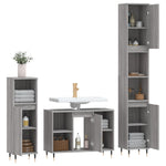 ZNTS 3 Piece Bathroom Furniture Set Grey Sonoma Engineered Wood 3190297