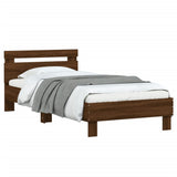 Bed Frame without Mattress with LED Lights Brown Oak 90x190 cm Single 838749